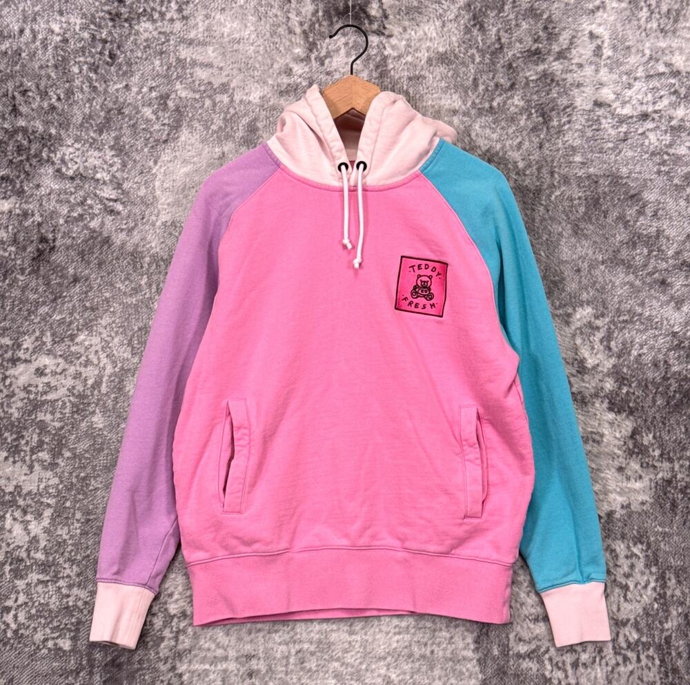 Teddy Fresh 2.0 Hoodie Small Womens Pink Color Block Pullover